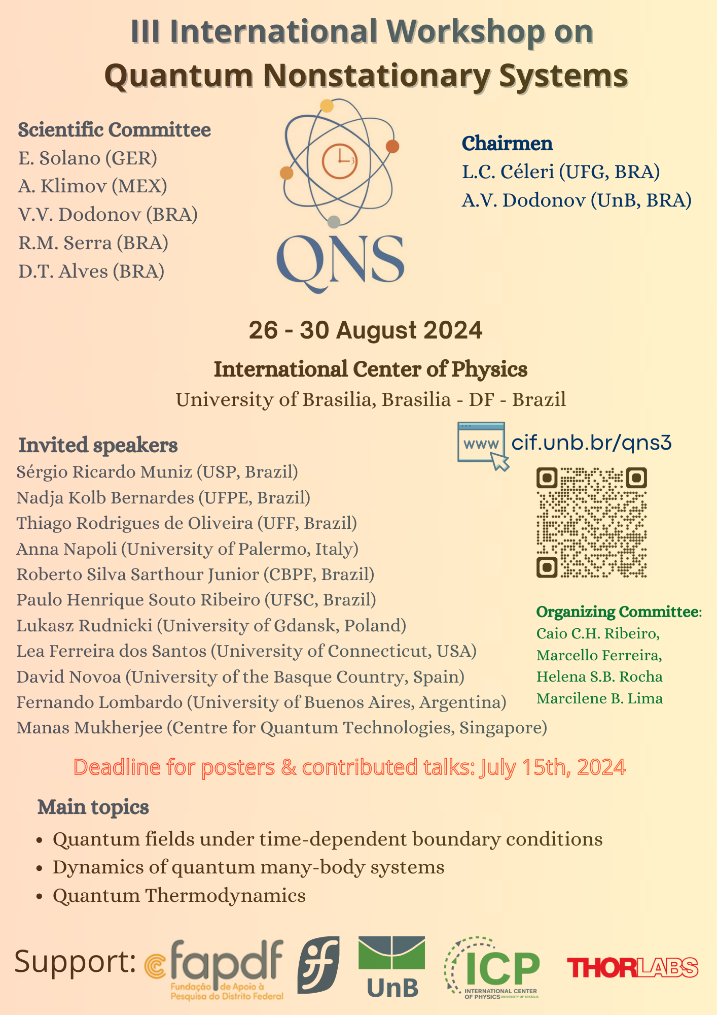 1 ICP Workshop on Quantum and Statistical Physics